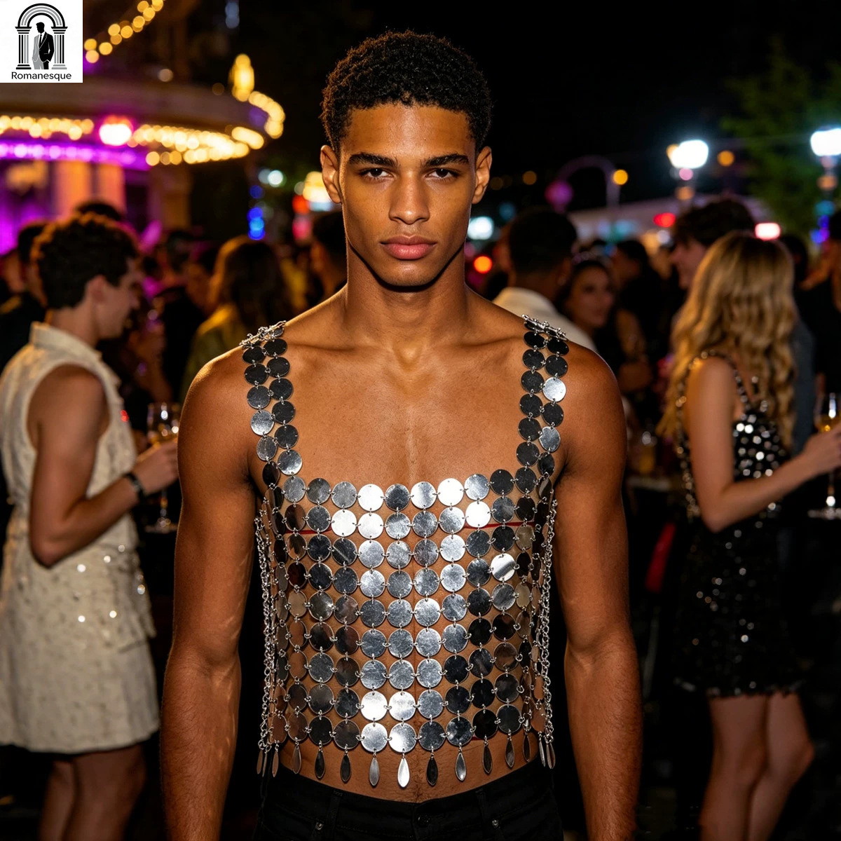 Body Jewelry Vest - Модный мужской блестящий жилет-цепочка с регулируемыми