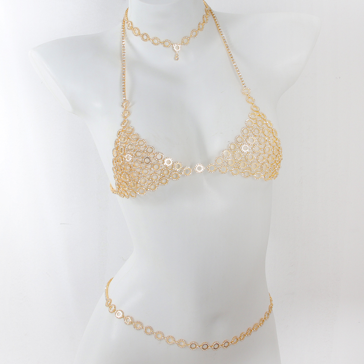 Body Jewelry Rhinestone - Модное колье с круглым сращением, женский