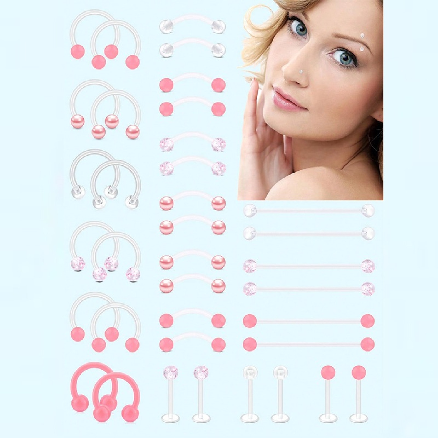 Body Jewelry Industrial - 12pcs ясный розовый промышленный пирсинг ювелирные