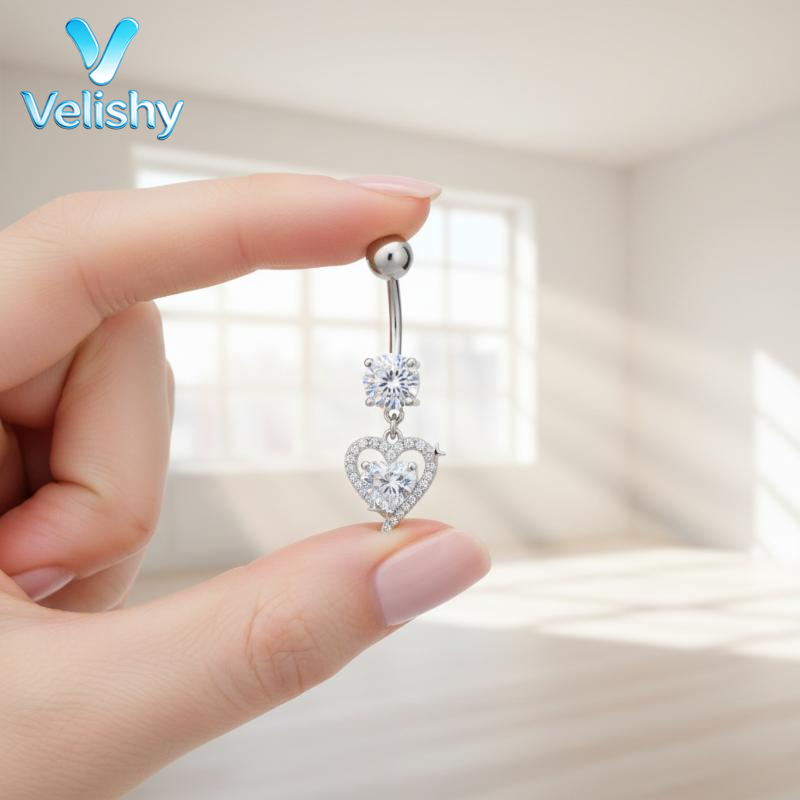 Body Jewelry For Sensitive Skin - Серьга-кольцо для пупка из хирургической стали,