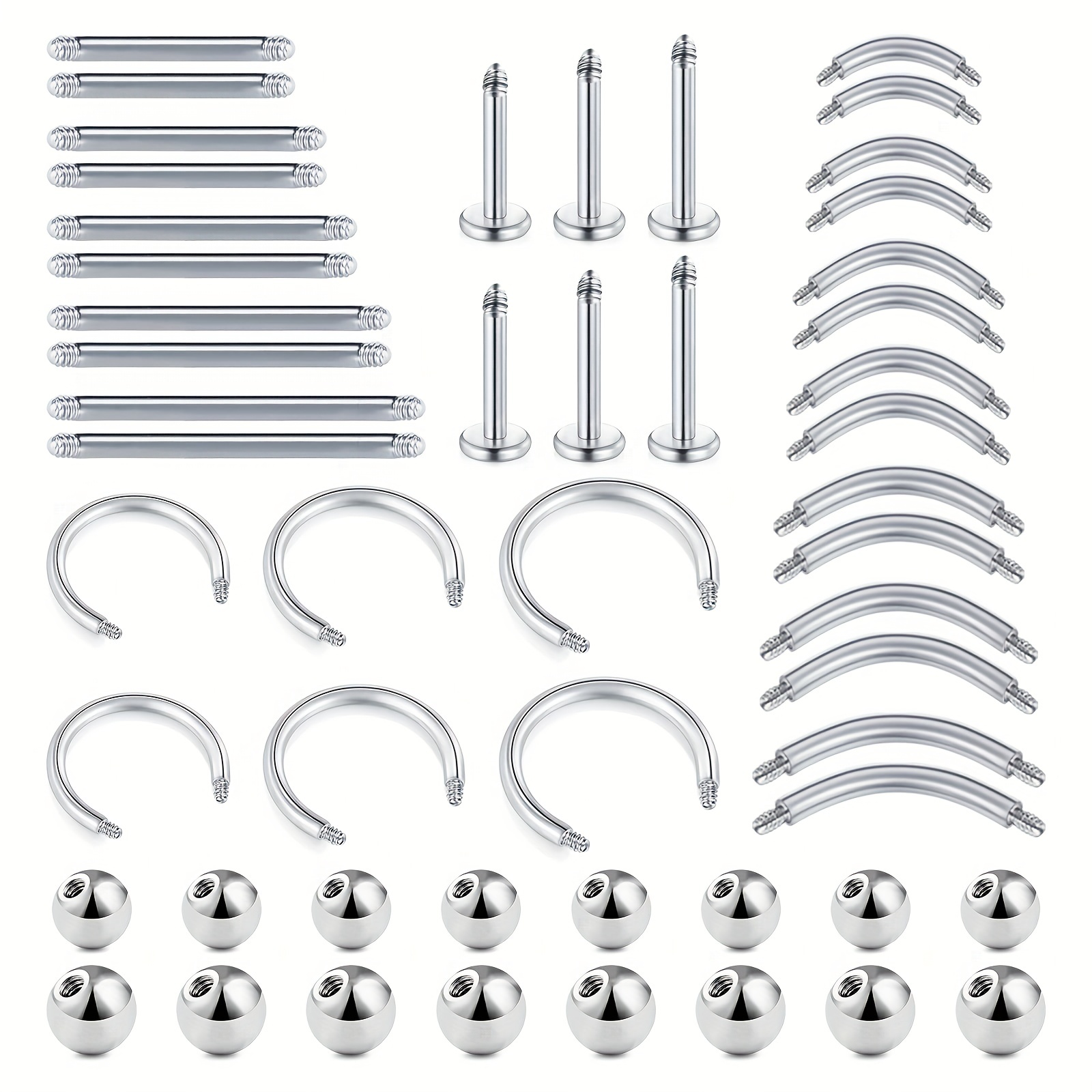 Body Jewelry Industrial - Набор стержней и шариков для пирсинга,