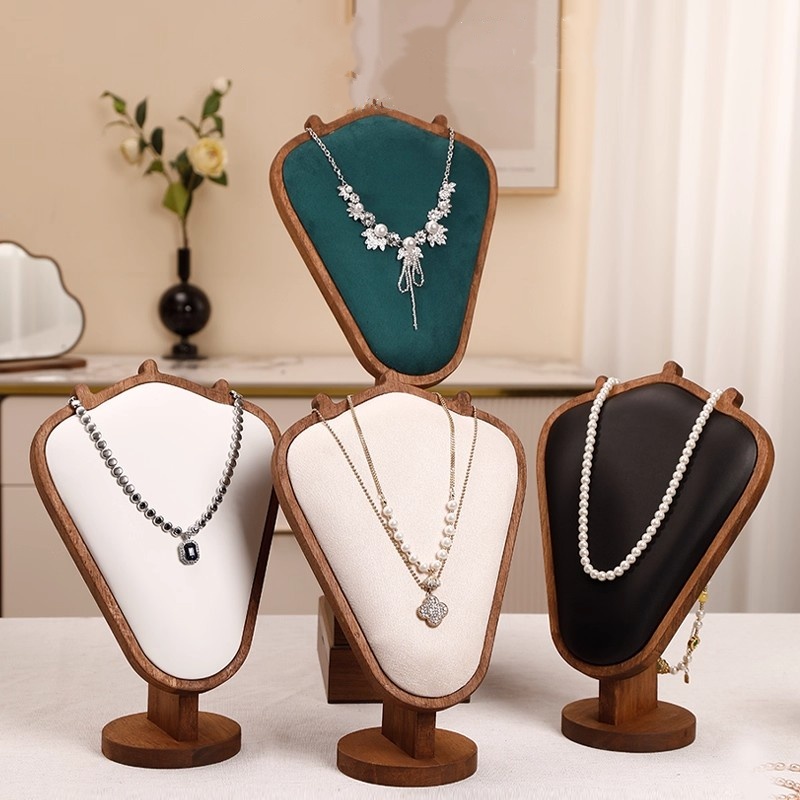 Body Jewelry Stores - Деревянная подставка для ожерелий с белым