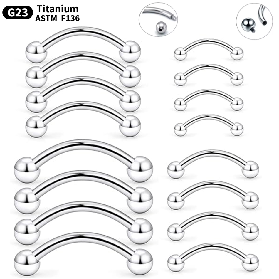 Body Jewellery - 1 шт., титановый пирсинг, изогнутая штанга,