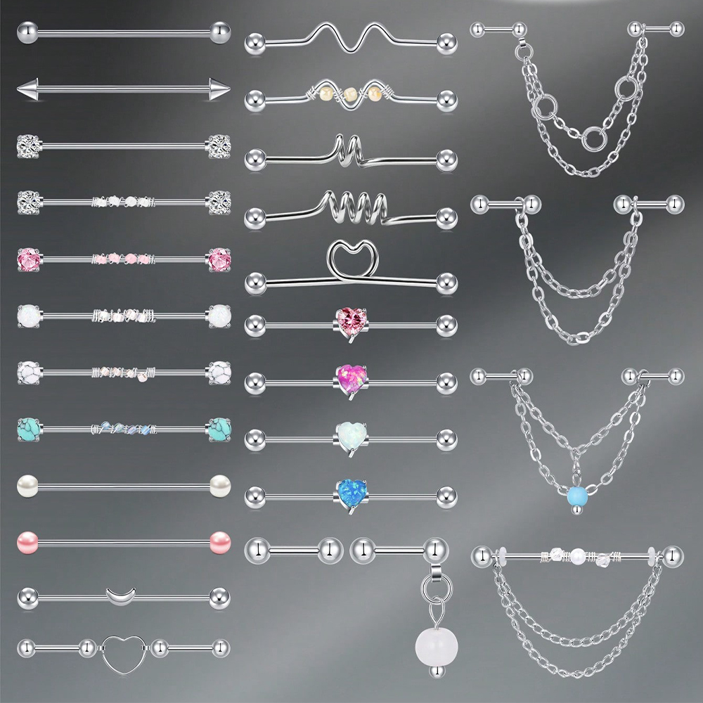 Body Jewelry Industrial - Промышленный пирсинг-штангет 14G для хряща уха,