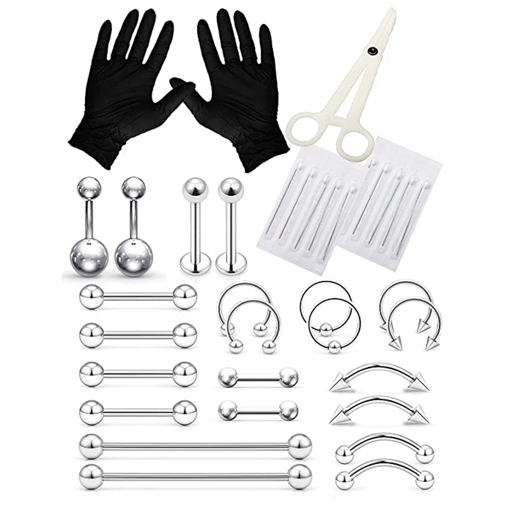 Body Jewelry Industrial - Набор для пирсинга из нержавеющей стали,