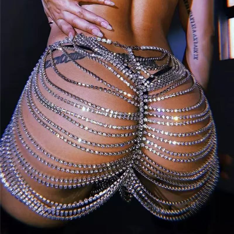 Body Jewelry Rhinestone - 1 шт., сексуальная модная юбка со