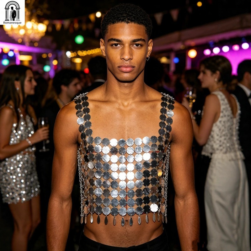 Модный мужской блестящий жилет – обзор и цена Body Jewelry Vest