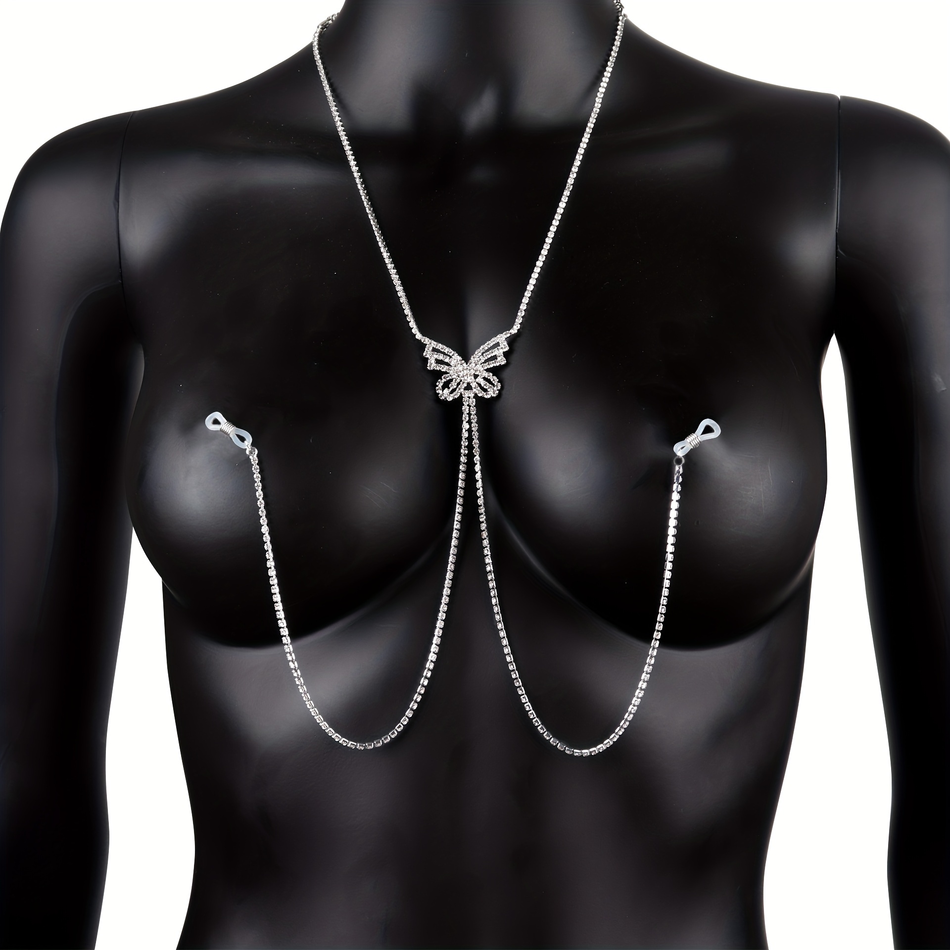 Цепочка для сосков с бабочкой  – обзор и цена Body Jewelry Rhinestone