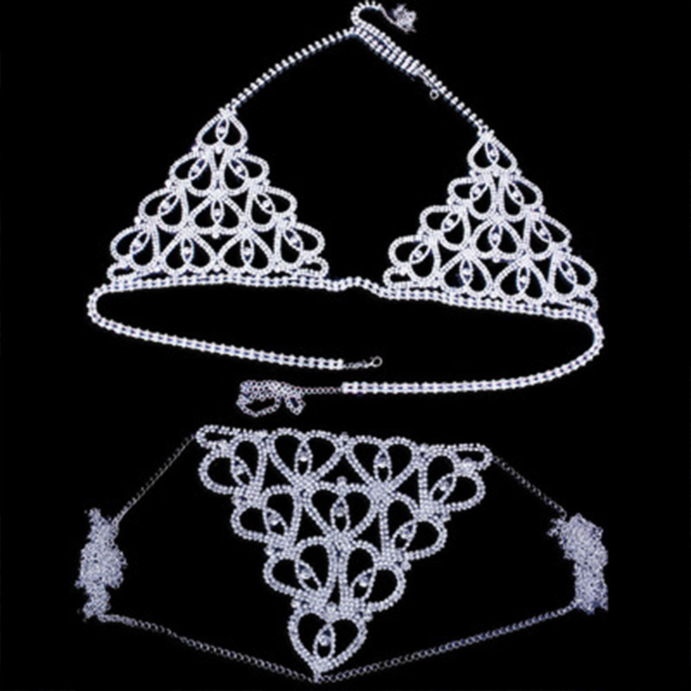 Модный бюстгальтер-стринги со  – обзор и цена Body Jewelry Rhinestone